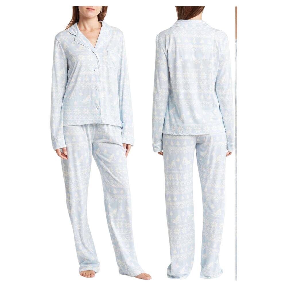 NWT P.J. Salvage Fair Isle Ski Top & Bottom Jersey Pajama Set (L)